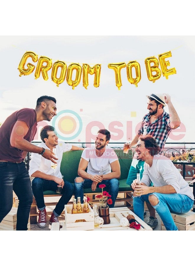 Propsicle 16" Groom To Be Letter Balloon Pack of 9 Golden For Bachelors Party Decoration Banner (Aluminium) - Image 4