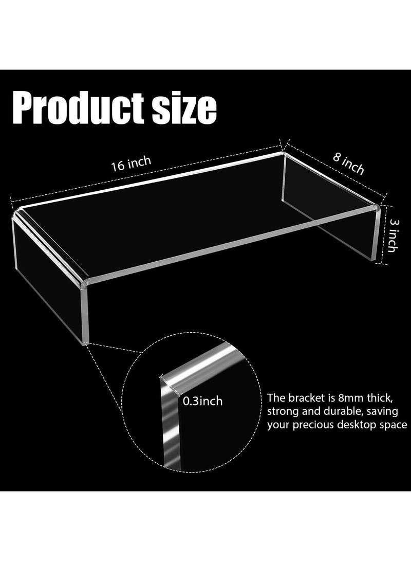TPGP 2 Pieces Clear Acrylic Monitor Stand Desktop Video Game Console Stand Acrylic Stand Computer Stand For Laptop Tv Computer Screen, Desk Organization, Office Supplies(16 x 8 x 3 Inch) - Image 5