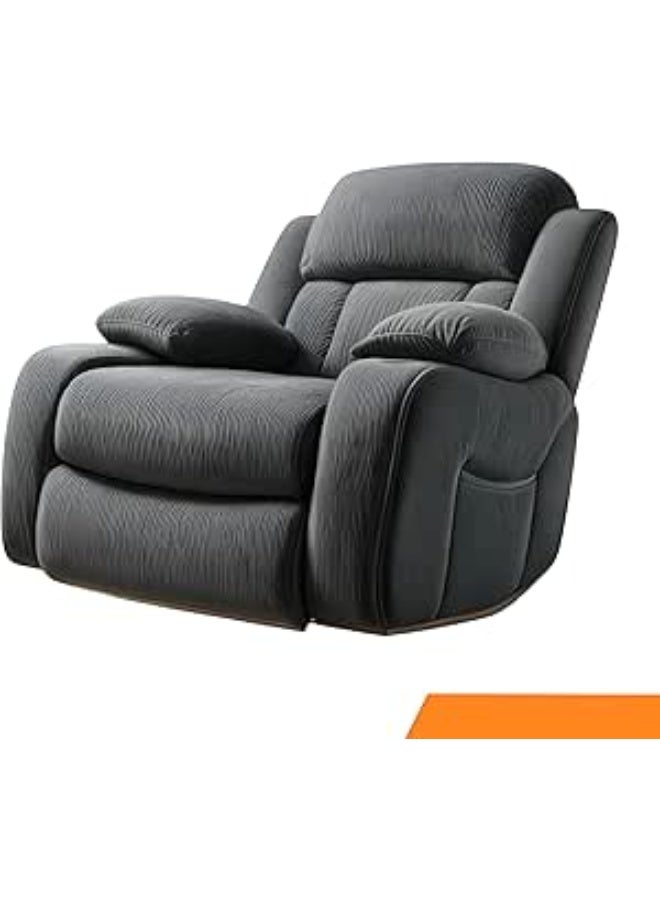 Dandel Zero-Gravity Living Room Recliner with USB Ports & Cup Holders – Elephant Grey Leatherette & Velvet