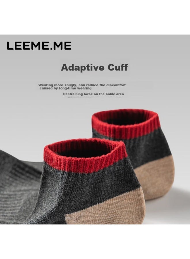 Leeme.me Li Mi Men's Socks, Spring And Summer Short Socks, Contrasting Color Men's Socks, Breathable Sweat-absorbing Boat Socks, 4 Pairs, 4 Colors - Image 5