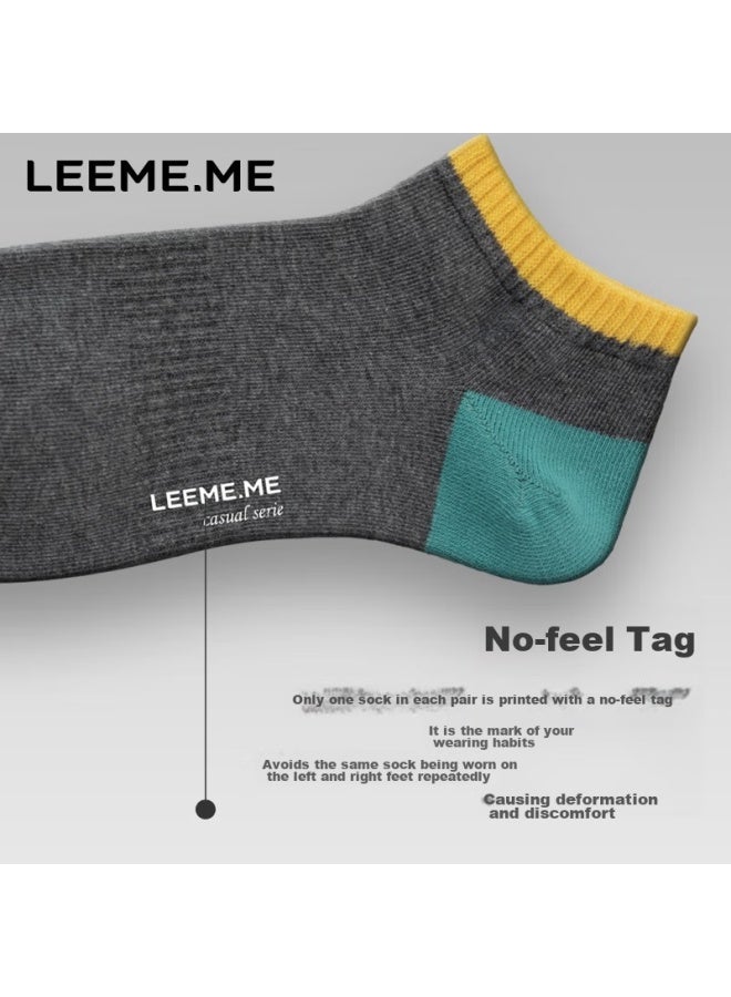 Leeme.me Li Mi Men's Socks, Spring And Summer Short Socks, Contrasting Color Men's Socks, Breathable Sweat-absorbing Boat Socks, 4 Pairs, 4 Colors - Image 4