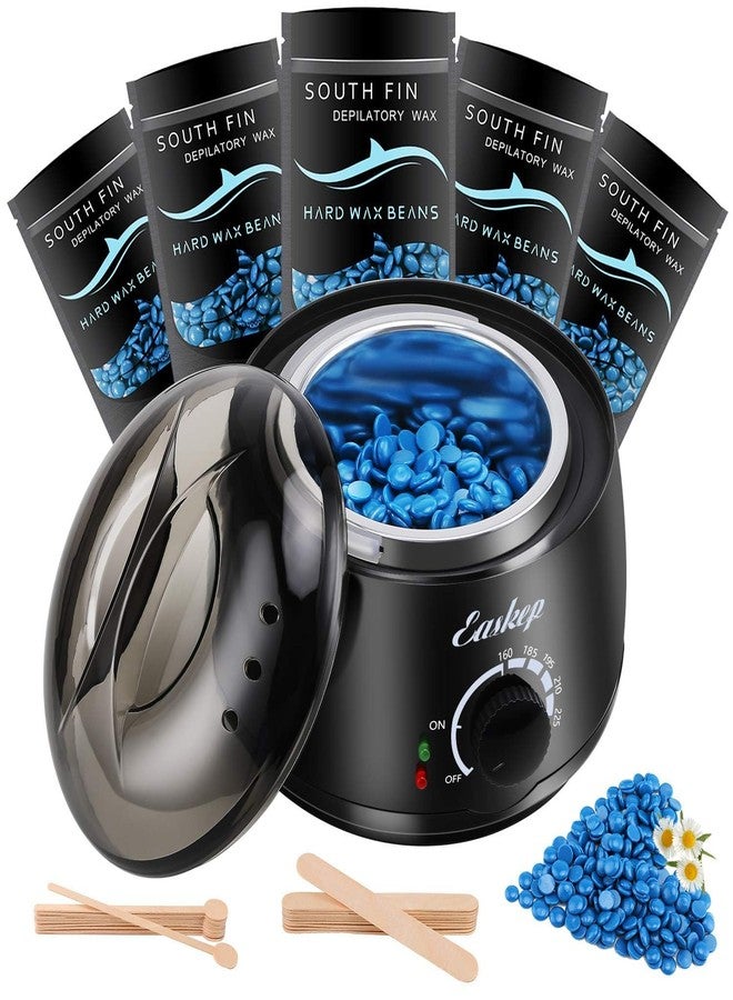 Easkep Waxing Kit Wax Warmer Easkep - Wax Kit Hair Removal 6 Adjustable Temperature with 5 Packs Hard Wax Beads and 20 pcs Wooden Applicator Sticks Painless for Legs Face Underarm Bikini Brazilian - Image 1
