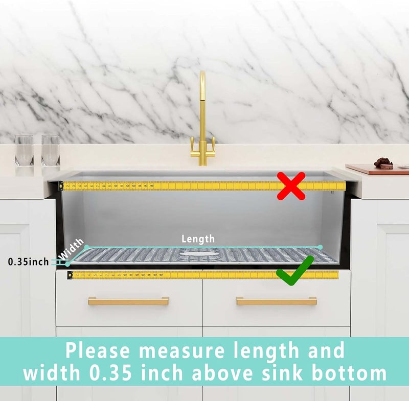 AWOKE Sink Protectors for Kitchen Sink,Kitchen Sink Protector Mat - 28.6" x 14.5" Heat-Resistant Silicone Folding Non-Slip Mat for Stainless Steel Sink with Right Drain (Grey) - Image 3