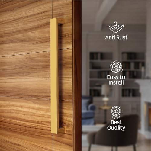 LAPO 18 inch Stainless Steel Door Handle for Main Door, Wooden & Glass Door Pull Push Handle, Main Door Handle for All Door (Hole to Hole Size 450 mm,Pack of 1) Gold-PVD Finish | 3 Years Warranty - Image 5