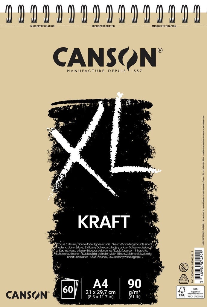 Canson® XL® Kraft Spiral Pad, A4, 90gsm, 60 Sheets