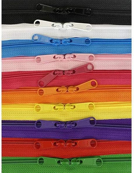 YKK 4.5mm YKK Zipper with Double Pull Purse or Handbag Zippers Head to Head Sliders Made in USA (30 Inches - 10 Zippers, Assorted Colors) - Image 4