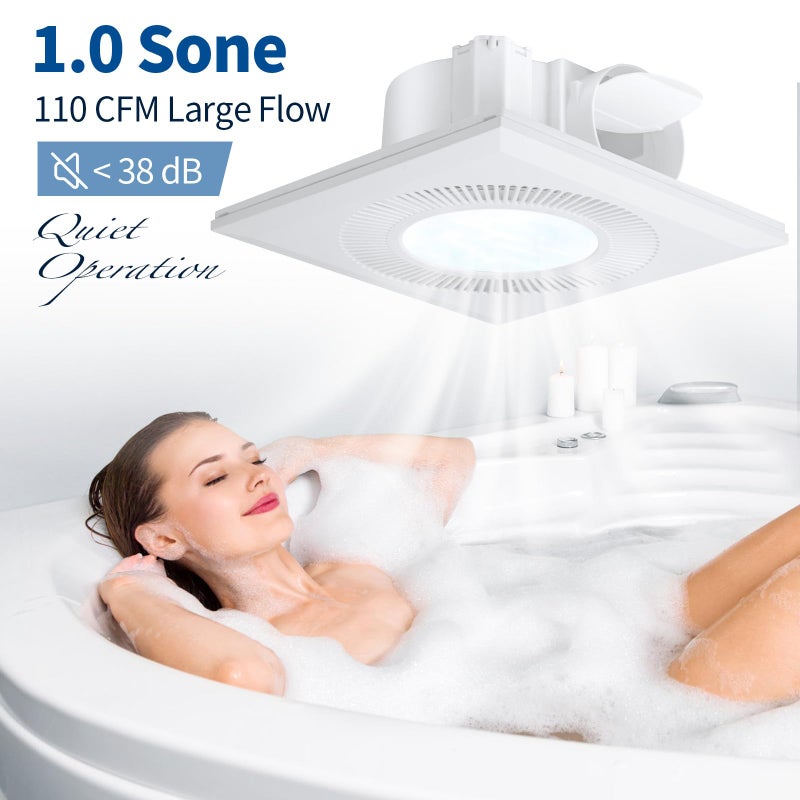 FrexCheng Bathroom Vent Fan with Light, Bathroom Exhaust Fan with LED Light Adjustable, Quiet 1.0 Sones Three Color Temperatures 2700k/4000k/5700k, 110 CFM,Ceiling Mount Ventilation for Home/Bath/Office - Image 4