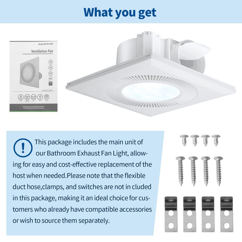 FrexCheng Bathroom Vent Fan with Light, Bathroom Exhaust Fan with LED Light Adjustable, Quiet 1.0 Sones Three Color Temperatures 2700k/4000k/5700k, 110 CFM,Ceiling Mount Ventilation for Home/Bath/Office - Image 5