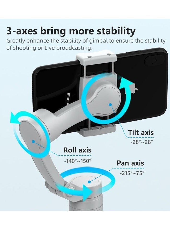 Zaina 3-Axis Smartphone Gimbal Stabilizer, Foldable Handheld Phone Video Stabilizer with Anti-Shake Bluetooth Control, 2200mAh Battery for TikTok YouTube Vlog Travel, iPhone Android Compatible - Image 4