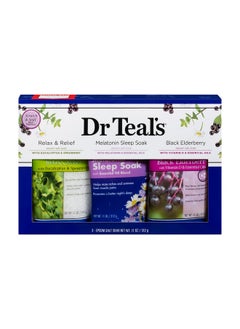 Epsom Salt Trio Gift Set (Three 14Oz Bags) - Relax & Relief, Melatonin Soak, & Black Elderberry - Give The Gift Of Relaxation - Soothe Aches Wtih At Home Spa Kit