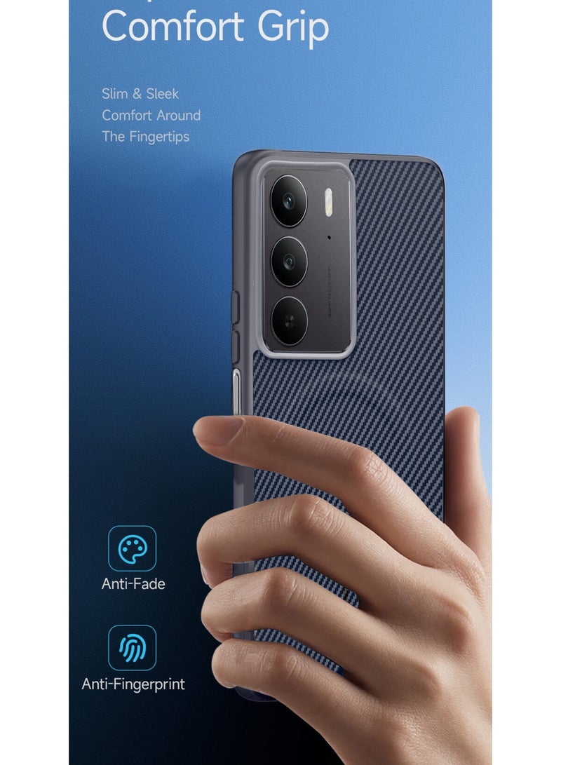 دبليو تيك جراب حماية خلفي من السيليكون الناعم وألياف الكربون لجهاز Realme C75 5G 2025 مع ميزة Magsafe (MCFPSN) - رمادي - Image 2