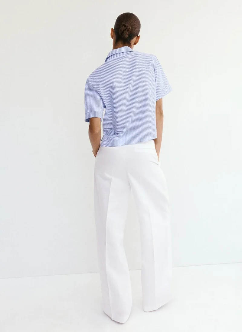 Mango Striped Cotton Linen Shirt