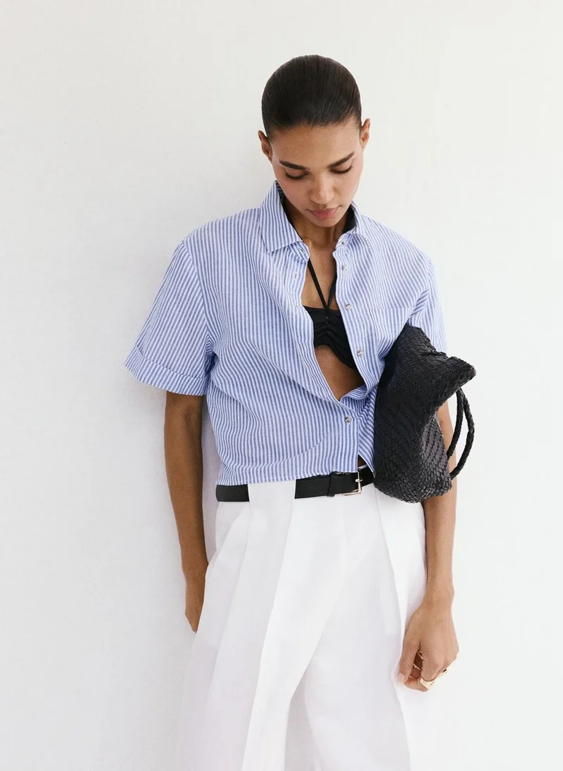 Mango Striped Cotton Linen Shirt