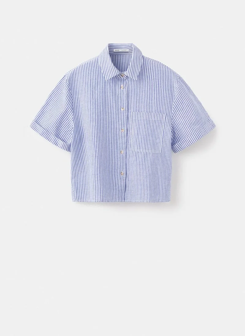 Mango 50-CELESTE Striped Cotton Linen Shirt for Women | Best Price UAE
