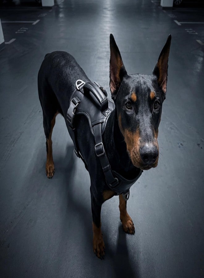 CANAGAN Premium Vegan Leather Dog Harness for Medium Dogs - Adjustable, No-Pull, Escape-Proof, Dual Leash Rings & Top Handle, Zinc Alloy Buckles - Perfect for Urban & Outdoor Walks - Image 5