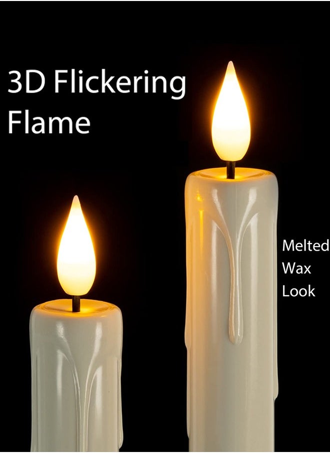 Flameless Taper Candles with Remote, Timer, Dimmer, Ivory Battery Operated CandleSticks with Flickering Light, Plastic Led Window Candles, 24cm for Ramadan Eid Mubarak Kareem Decoration