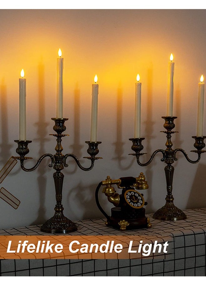 Flameless Taper Candles with Remote, Timer, Dimmer, Ivory Battery Operated CandleSticks with Flickering Light, Plastic Led Window Candles, 24cm for Ramadan Eid Mubarak Kareem Decoration