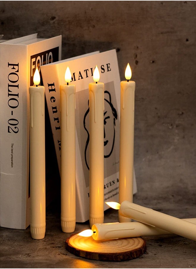 Flameless Taper Candles with Remote, Timer, Dimmer, Ivory Battery Operated CandleSticks with Flickering Light, Plastic Led Window Candles, 24cm for Ramadan Eid Mubarak Kareem Decoration