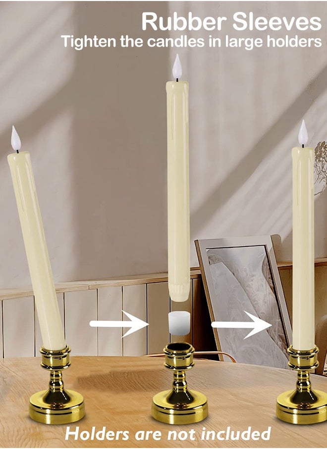 Flameless Taper Candles with Remote, Timer, Dimmer, Ivory Battery Operated CandleSticks with Flickering Light, Plastic Led Window Candles, 24cm for Ramadan Eid Mubarak Kareem Decoration