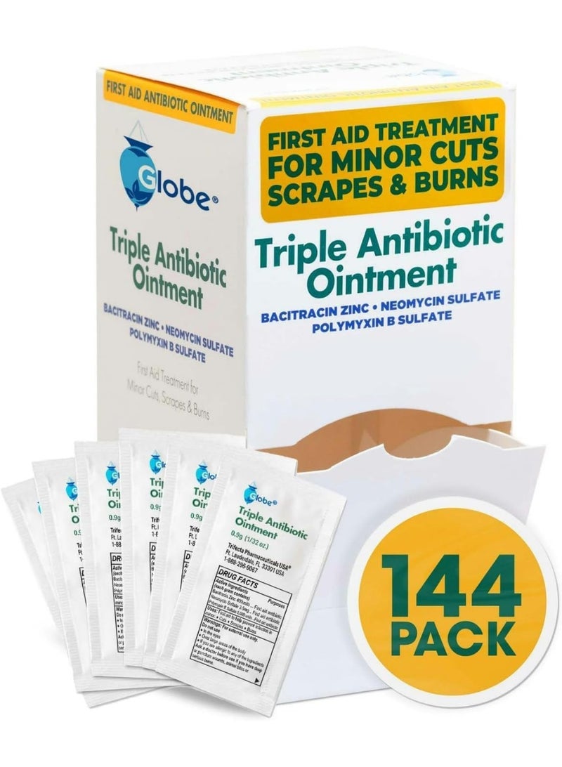 Globe (144 Pack) Triple Antibiotic Ointment 0.9g Single Packet, First Aid Kit for Minor Scratches, Wounds, Cuts and Burns, Prevents Infection Active Ingredients Compare to Leading Brand, Travel Size - Image 3