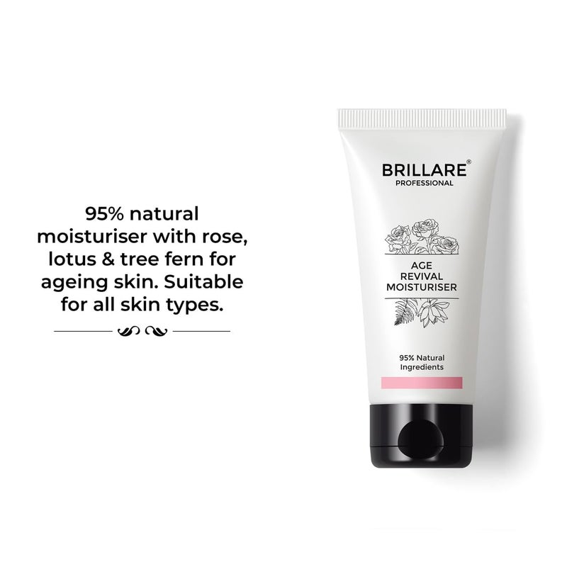 Brillare Professional Age Revival Natural Moisturiser Cream with Indian Rose and Lotus 50 G - Image 2
