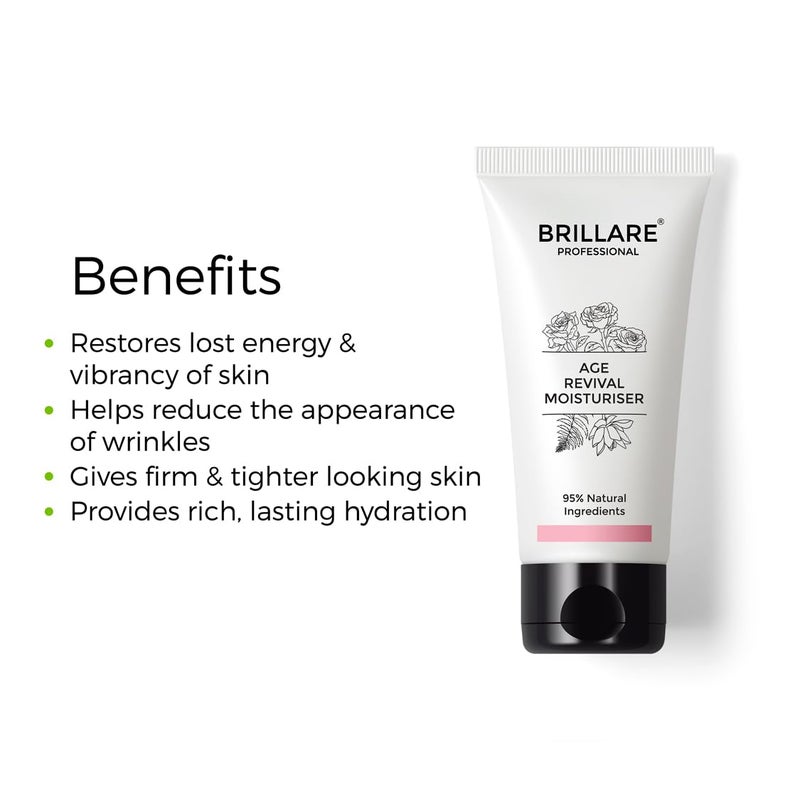 Brillare Professional Age Revival Natural Moisturiser Cream with Indian Rose and Lotus 50 G - Image 3