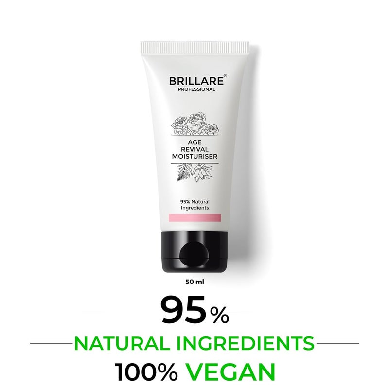 Brillare Professional Age Revival Natural Moisturiser Cream with Indian Rose and Lotus 50 G - Image 4