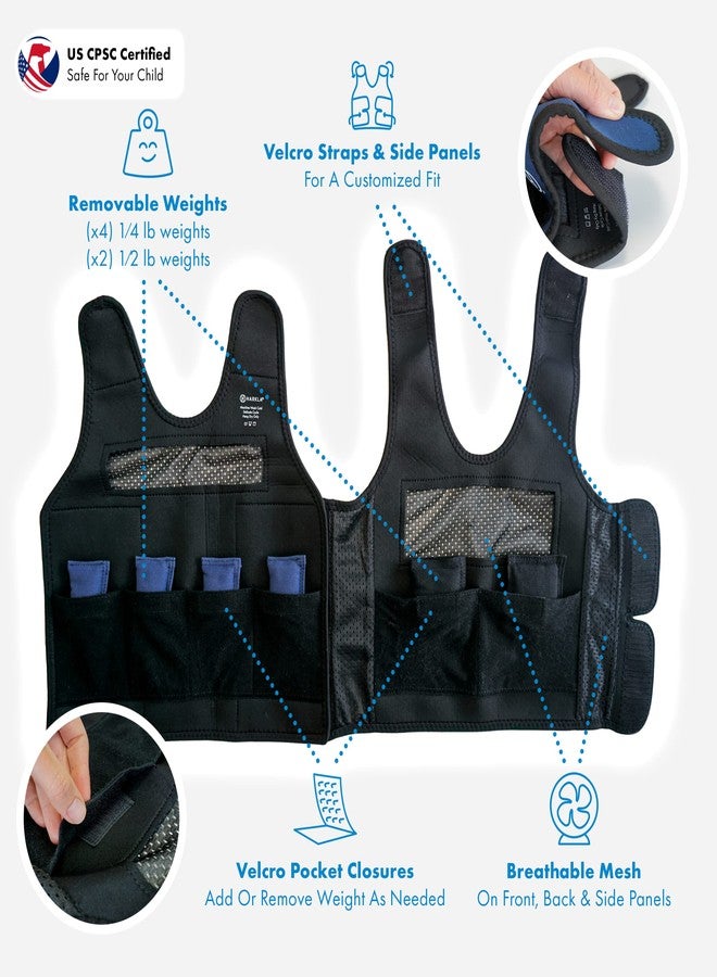 Harkla Weighted Vest for Kids - Neoprene Compression Vest - Ages 5 to 9 - Adjustable Kids Weighted Vest with 2lb Weight - Breathable and Washable Compression Vest - Medium - Image 4