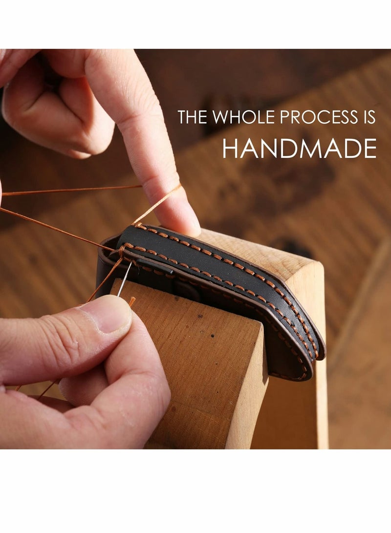 Leather Car Key Case for Toyota RAV4, Handmade with Fob Compatible Highlander Camry Corolla Avalon C-HR Prius GT86 (Blue) - Image 3