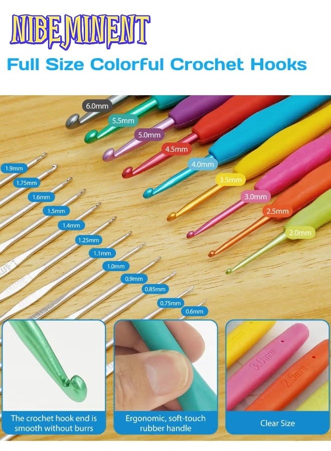 NIBEMINENT Crochet Kit 68Pcs for Beginners Adults, Knitting Kit Crochet Starter Kit with 5 Yarn Balls, Canvas Tote Bag, Crochet Hooks 2-6mm, Crochet Hook Set, DIY Knitting Tool Accessories for Mothers - Image 5