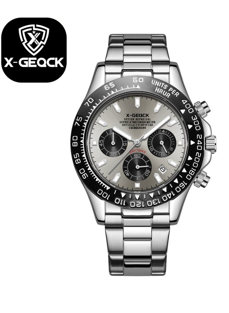 X-GEQCK Watches for Men Stainless Steel Quartz Waterproof Men's Watch - Image 1