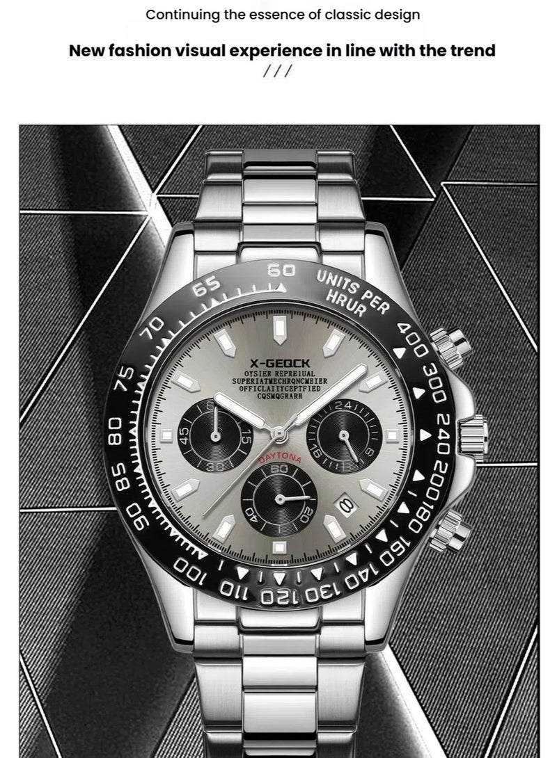 X-GEQCK Watches for Men Stainless Steel Quartz Waterproof Men's Watch - Image 4