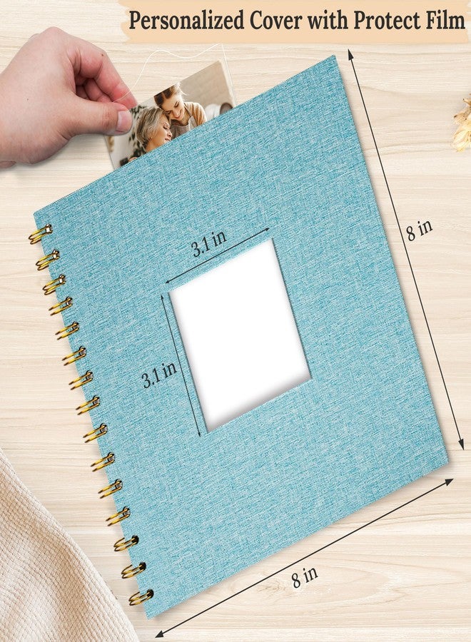 Hiwhy Scrapbook Photo Album Linen Cover, 8 x 8 Inch Hardcover Kraft White Pages Memory Book, for Travel Wedding Guest Book Christmas Baby Shower (20 Sheets/ 40 Pages,Light Blue) - Image 2