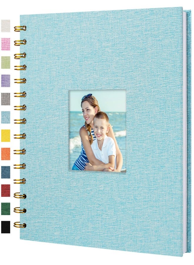 Hiwhy Scrapbook Photo Album Linen Cover, 8 x 8 Inch Hardcover Kraft White Pages Memory Book, for Travel Wedding Guest Book Christmas Baby Shower (20 Sheets/ 40 Pages,Light Blue) - Image 1