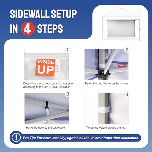 CROWN SHADES SunWall Silver Coated for 10x10 Pop up Canopy Tent, 1 Pack Sidewall Only with Silver Coating (1 Pack, Black) - Image 4