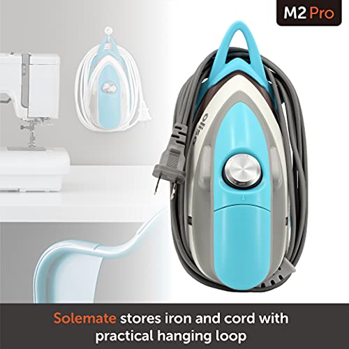 oliso M2Pro Mini Steam Iron with Solemate® – 1000 Watt Dual Voltage Travel Iron for Sewing, Quilting, and Crafting – Ceramic Soleplate, Precision Tip – Turquoise - Image 5
