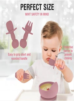 iMissiu Baby Feeding Set 9 Piece, Baby Led Weaning Utensils Set Includes Suction Bowl and Plate, Baby Spoon and Fork, Sippy Cup with Straw and Lid, Baby Feeding Supplies  - Image 5