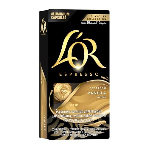 L'or LOR Espresso Capsules 10 Count Vanilla SingleServe Aluminum Coffee Capsules Compatible with the LOR BARISTA System  Nespresso Original Machines 10 Count Pack of 1 - Image 1