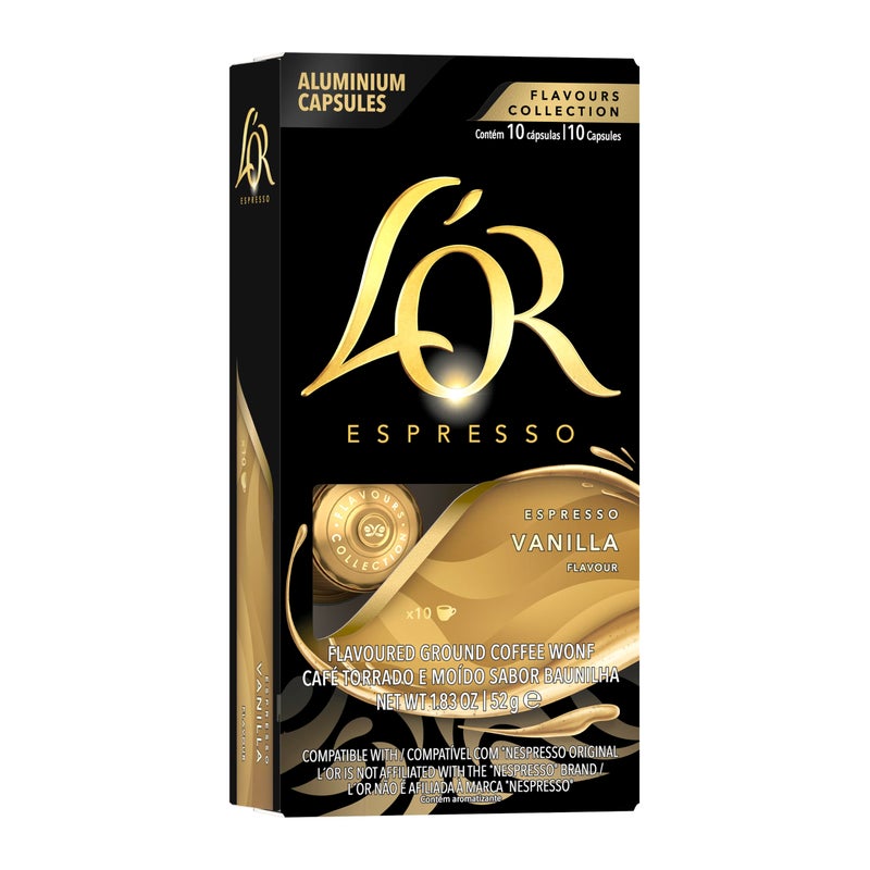 L'or LOR Espresso Capsules 10 Count Vanilla SingleServe Aluminum Coffee Capsules Compatible with the LOR BARISTA System  Nespresso Original Machines 10 Count Pack of 1 - Image 3