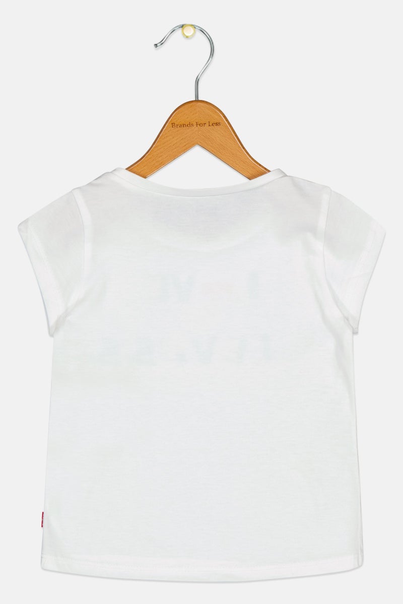 Levi's Toddlers Girl Crew Neck Graphic Print Top, White - Image 3