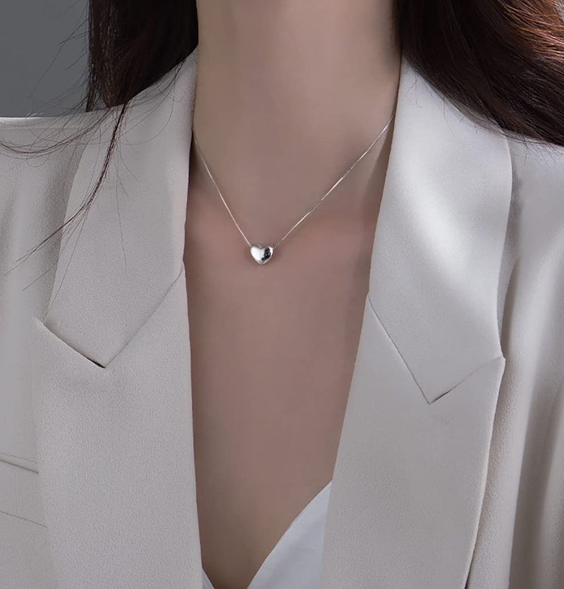 SLUYNZ Genuine 925 Sterling Silver Tiny Love Pendant Necklace for Women Teens - Tennis Necklace (A-Silver-0.8cm Heart) - Image 2