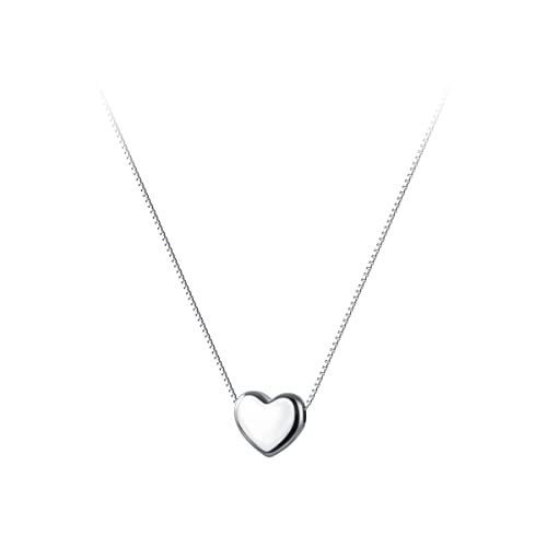 SLUYNZ Genuine 925 Sterling Silver Tiny Love Pendant Necklace for Women Teens - Tennis Necklace (A-Silver-0.8cm Heart) - Image 1