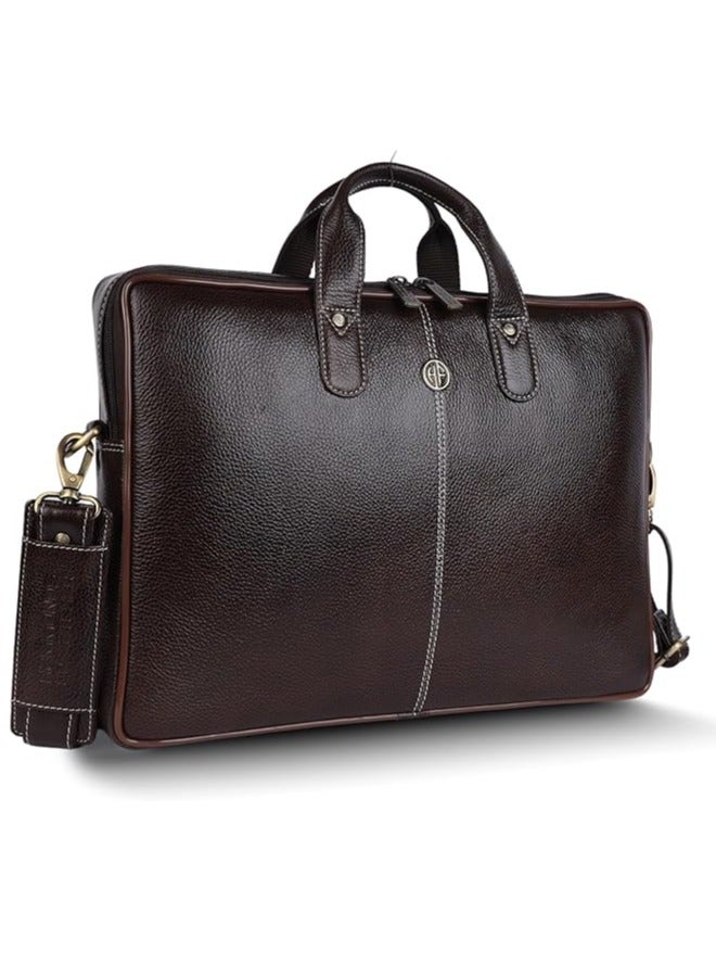 HAMMONDS FLYCATCHER Leather Laptop Bag for Men - Office Bag - Fits Up to 14/15.6 Inch Laptop/MacBook - Laptop Messenger Bags/Leather Bag for Men with Adjustable Shoulder Strap-Timber Brown - Image 1