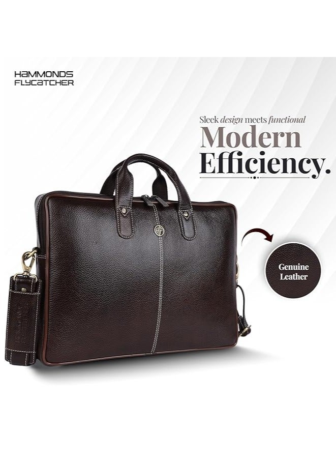 HAMMONDS FLYCATCHER Leather Laptop Bag for Men - Office Bag - Fits Up to 14/15.6 Inch Laptop/MacBook - Laptop Messenger Bags/Leather Bag for Men with Adjustable Shoulder Strap-Timber Brown - Image 2