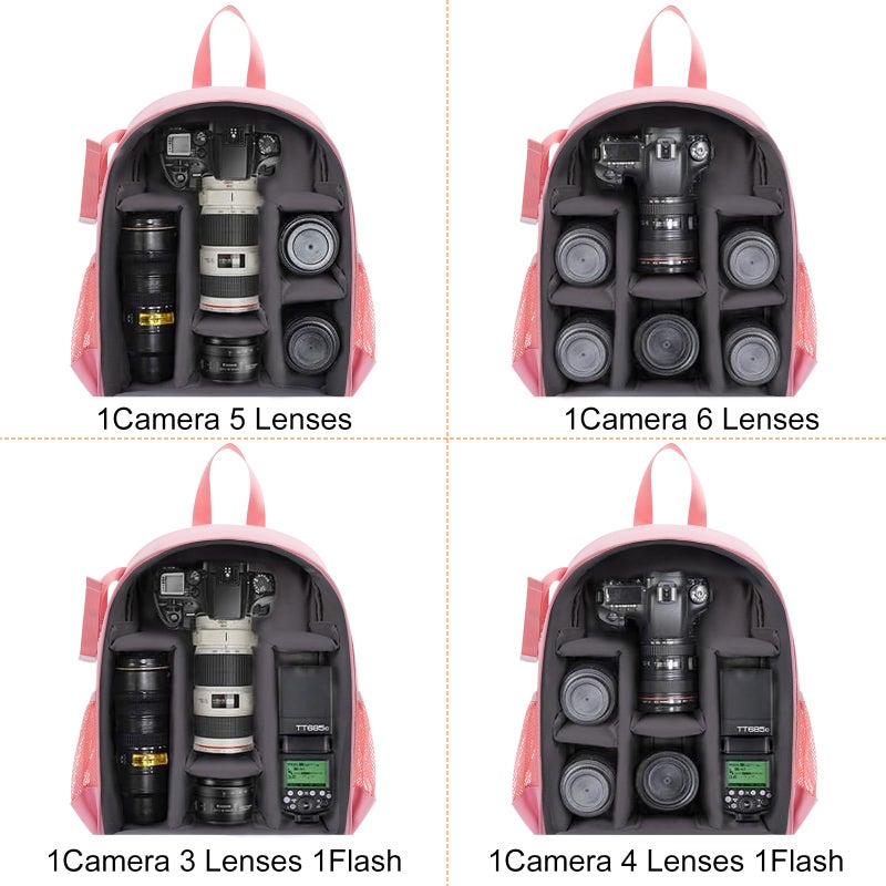 CADeN Camera Backpack Bag Professional for DSLR/SLR Mirrorless Camera Waterproof, Camera Case Compatible for Sony Canon Nikon Camera and Lens Tripod Accessories (Small, Pink) - Image 5