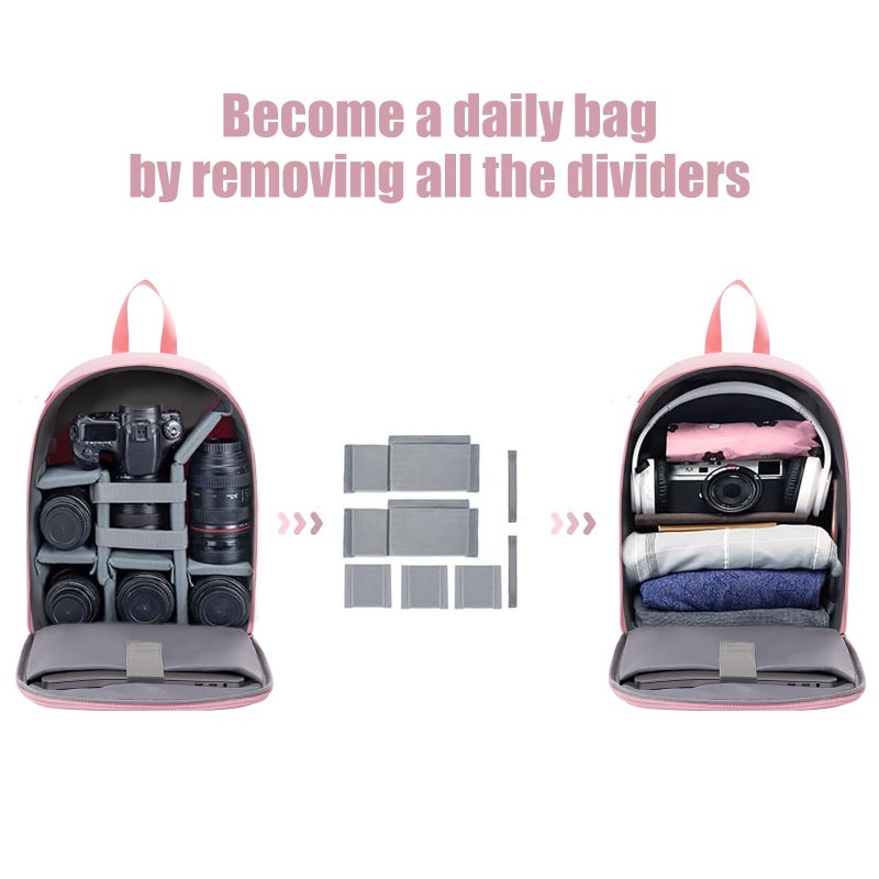 CADeN Camera Backpack Bag Professional for DSLR/SLR Mirrorless Camera Waterproof, Camera Case Compatible for Sony Canon Nikon Camera and Lens Tripod Accessories (Small, Pink) - Image 3