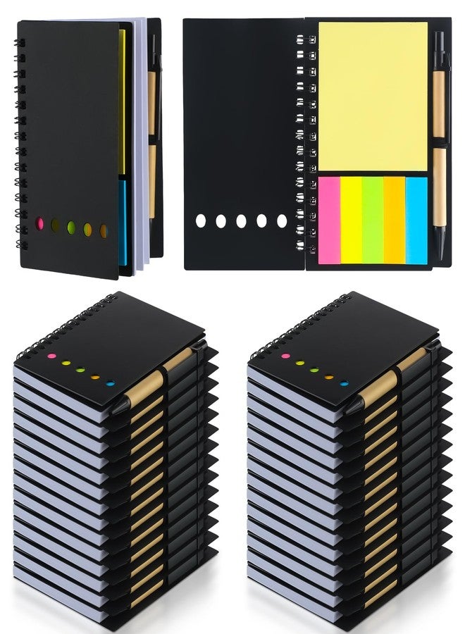 Qilery 30 Pack Lined Spiral Notebook Small Notebook and Pen Set Steno Pads Lined Notebook Black Notebook Small Pocket Notebooks for Office School Supplies - Image 1
