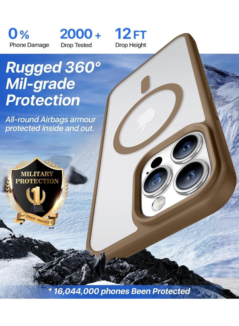 Magnetic Case for iPhone 16 Pro Max 6.9-Inch Compatible with MagSafe, Shockproof Phone Bumper Cover, Solid Color Matte TPU Frame, Anti-Scratch Clear Back (Desert Brown) - Image 5