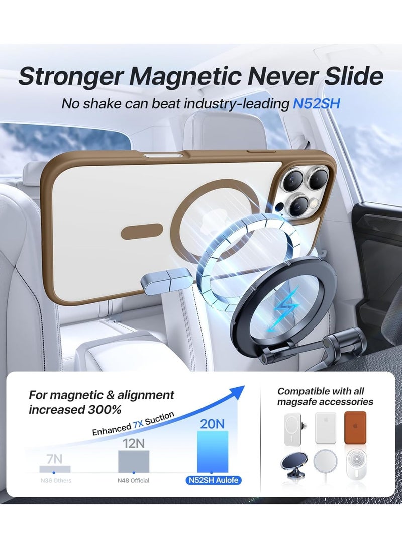 Magnetic Case for iPhone 16 Pro Max 6.9-Inch Compatible with MagSafe, Shockproof Phone Bumper Cover, Solid Color Matte TPU Frame, Anti-Scratch Clear Back (Desert Brown) - Image 4