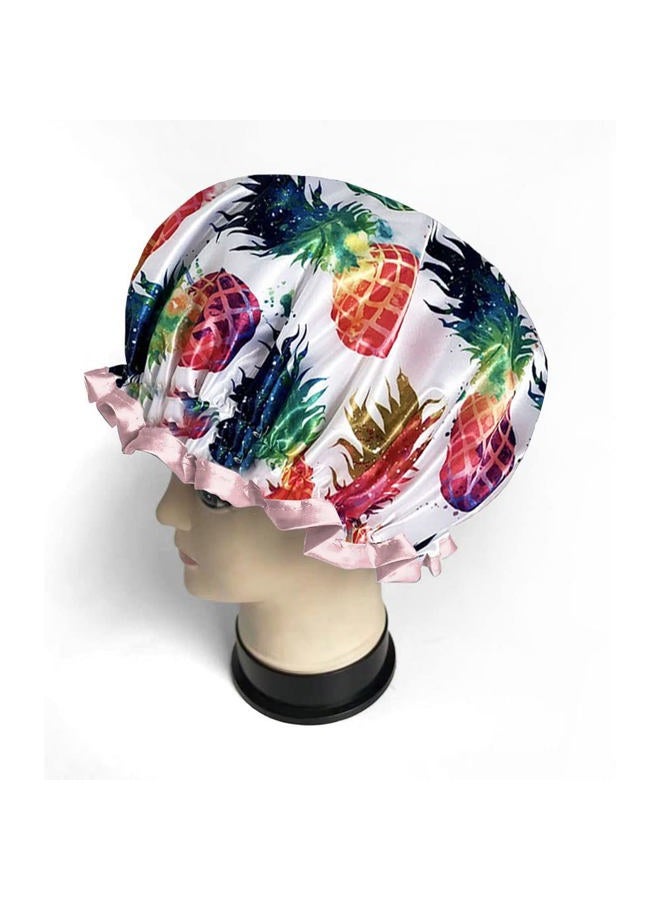 WIRESTER Elastic Reusable Bathing Hair Cap, Waterproof Shower Cap, Fashion Bath Cap for Women Girls - Colorful Pineapples - Image 4